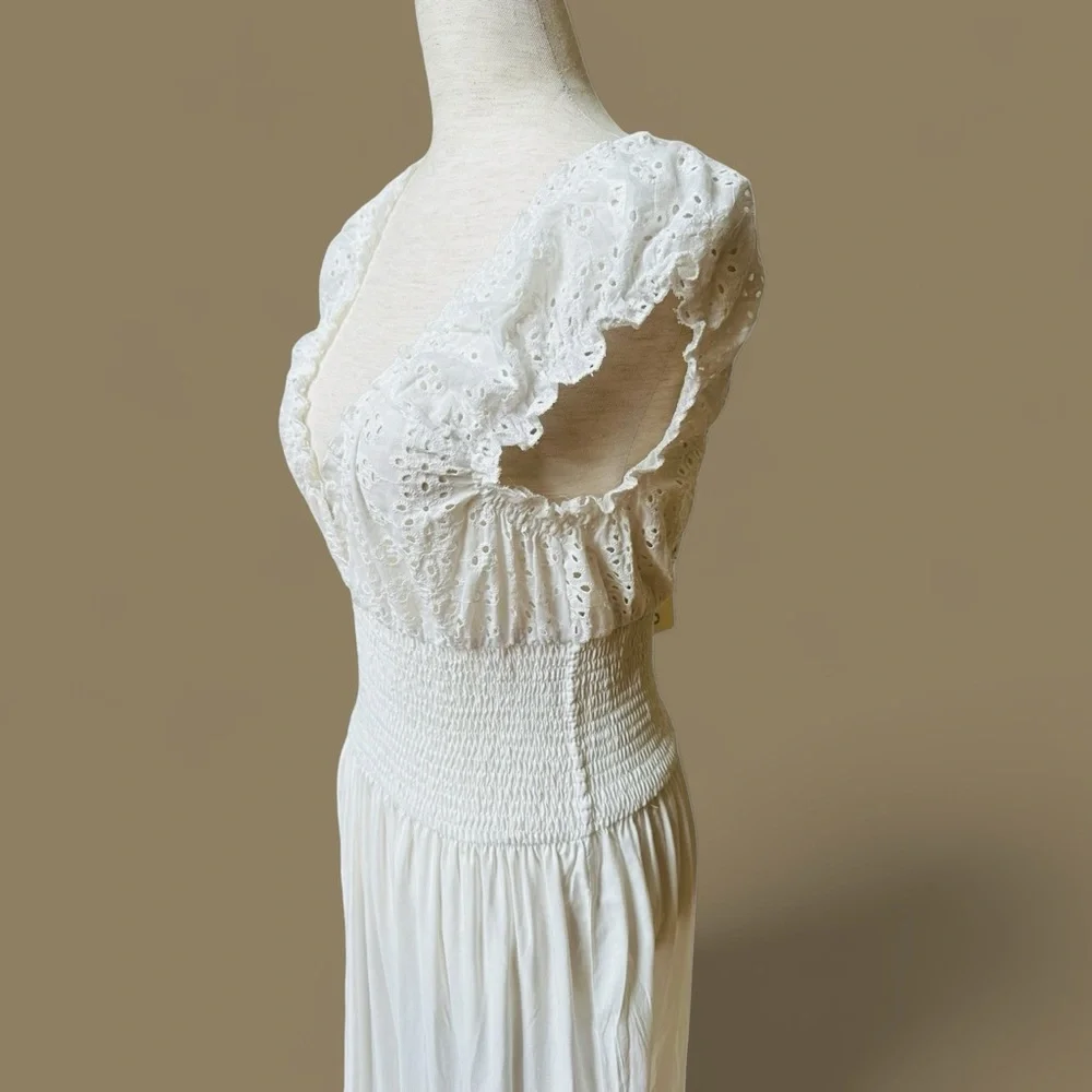 Solitaire Swim White Eyelet Maxi Tiered Dress, NWT, M - Picture 8 of 15
